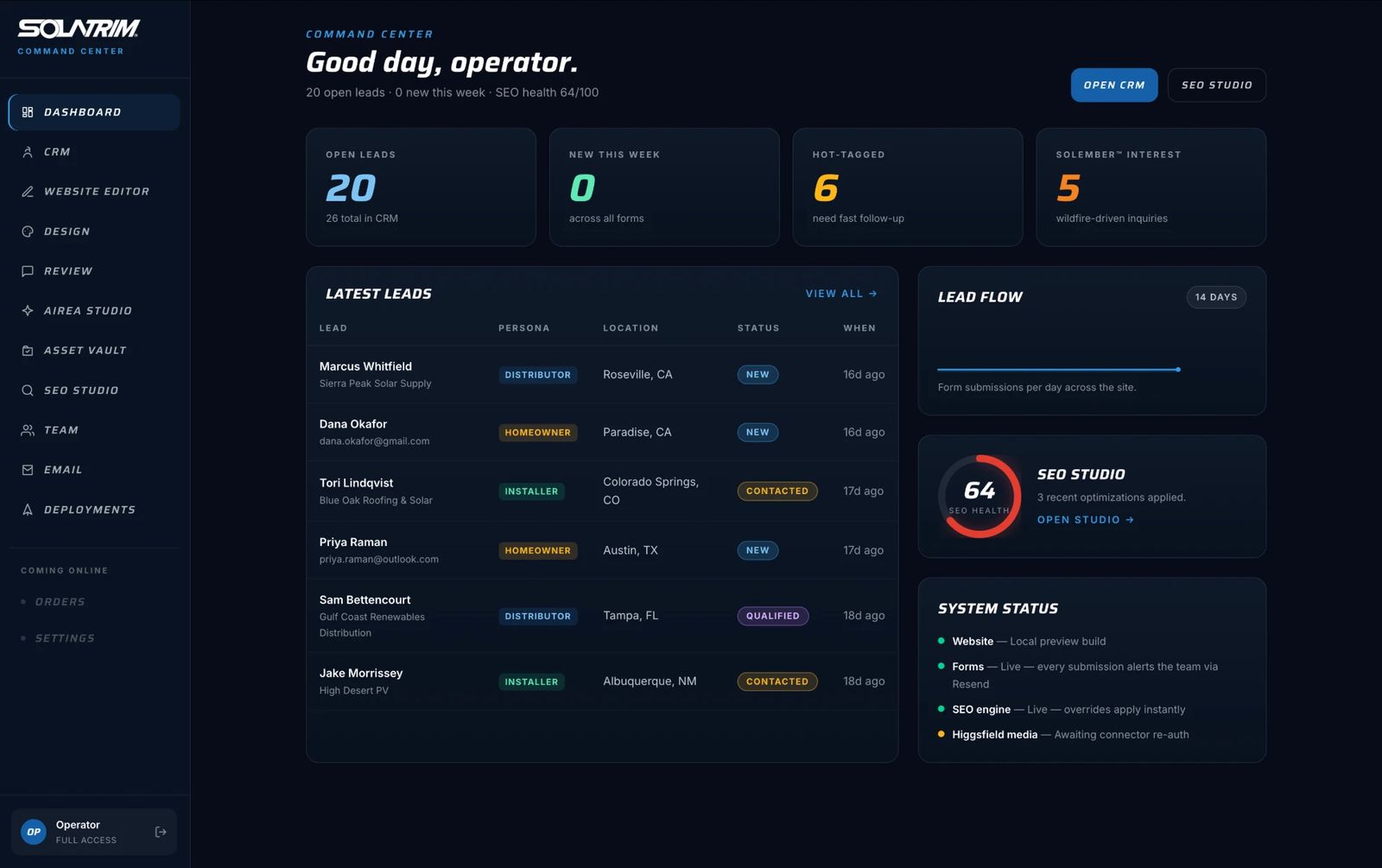 Production screen 5 of 18 — shipped client systems