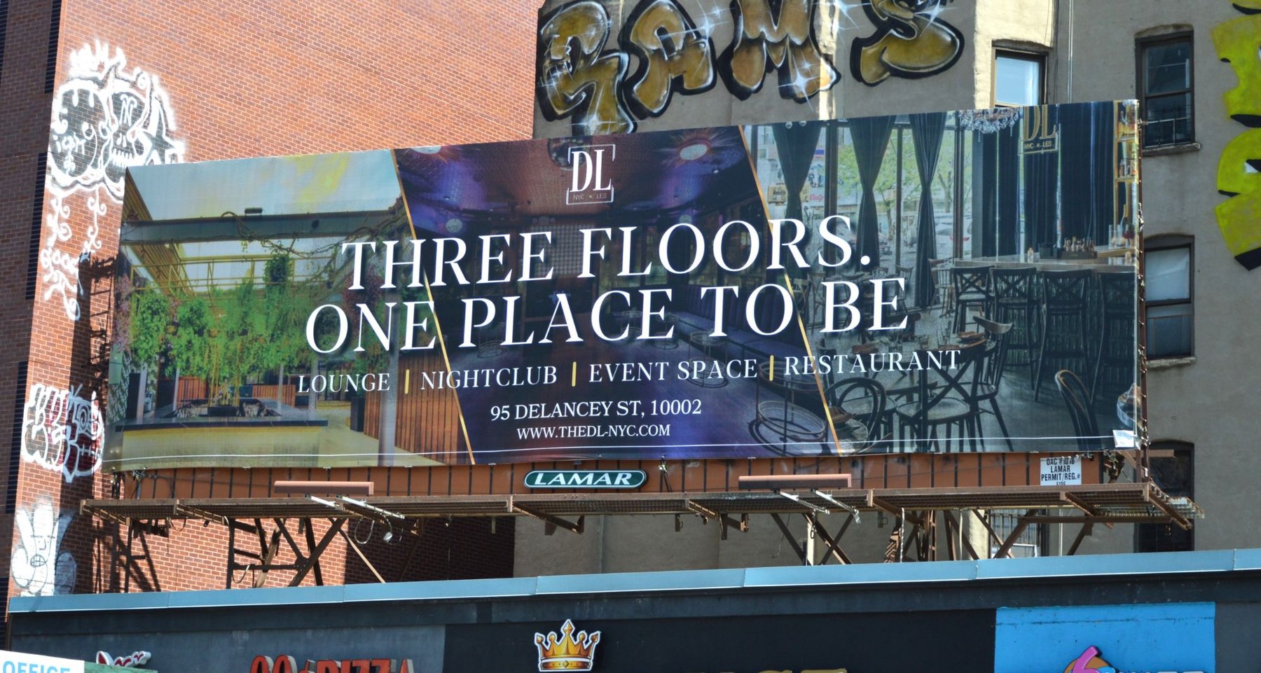 The DL brand billboard — Three floors, one place to be