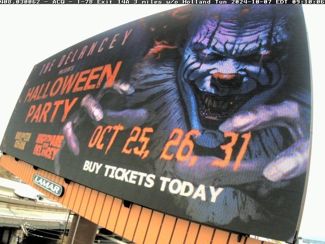 The Delancey Halloween Party digital billboard on I-78