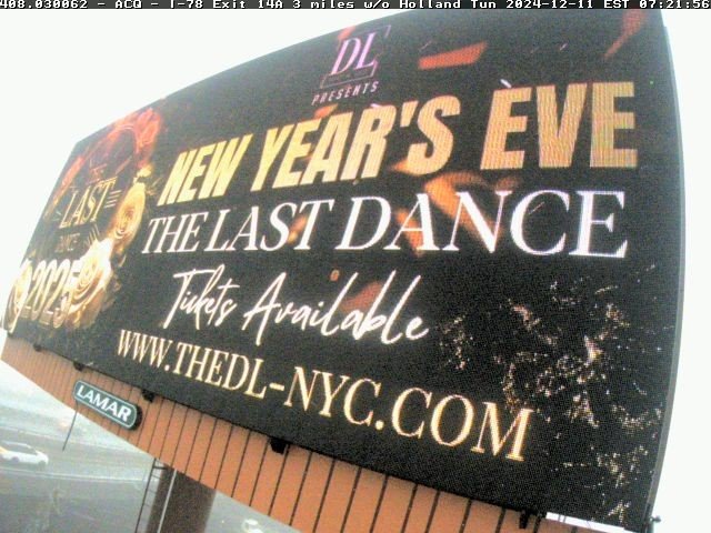 The DL New Year's Eve digital billboard on I-78